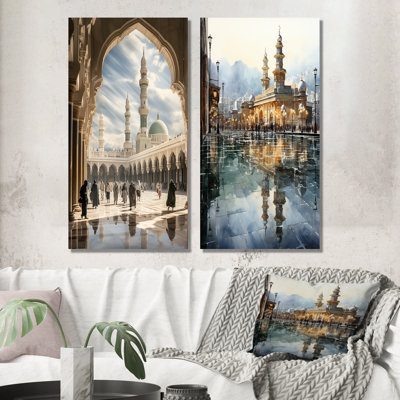 " Islam Art Kaaba And Madinah Reflection " 2 - Pieces
