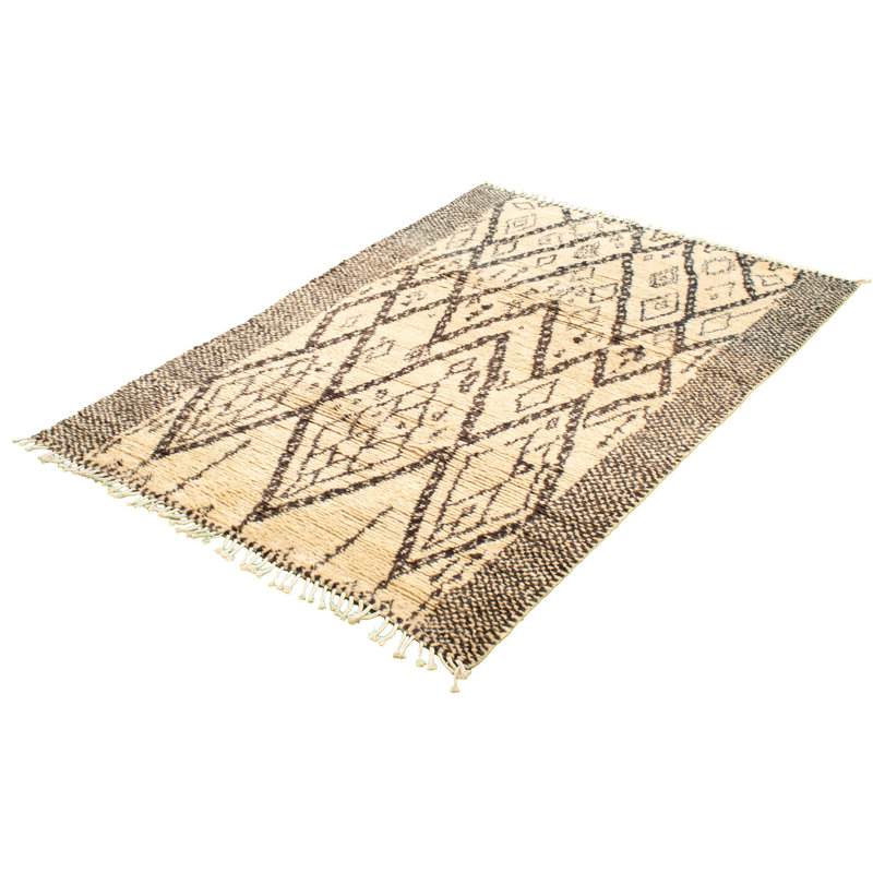 Tapis décoratif en laine de conception marocaine de style marocain de noué à la main New Age de conception unique 6 pi x 9 pi 3 po Marrakech