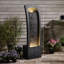 Fontaine à cascade en fausse ardoise incurvée moderne avec éclairage à DEL Fontaine de cascade à niveaux 42,5 pouces pour patio