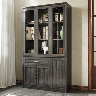 Modern Bookcase With Tempered Glass Door