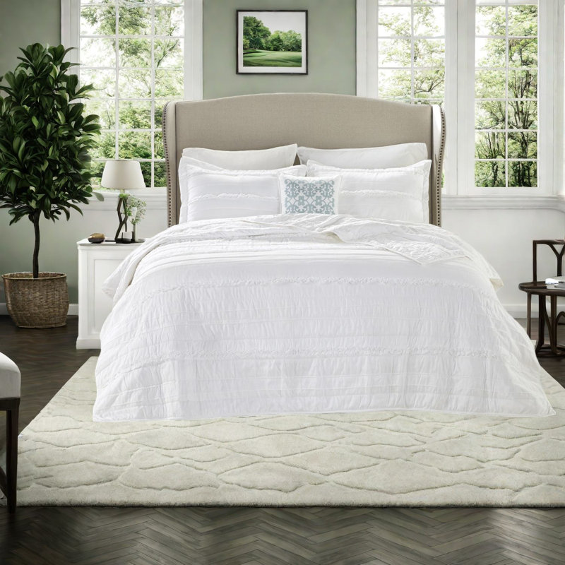 Piece Reversible Ruffle Bedding Sets, White King Cal King Shabby Chic