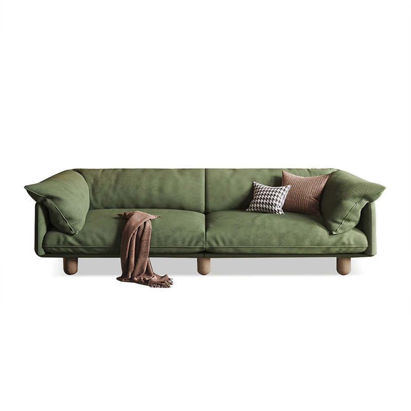 Coussin en velours côtelé vert, H 30,71 po x l 98,43 po x P 38,19 po, 3