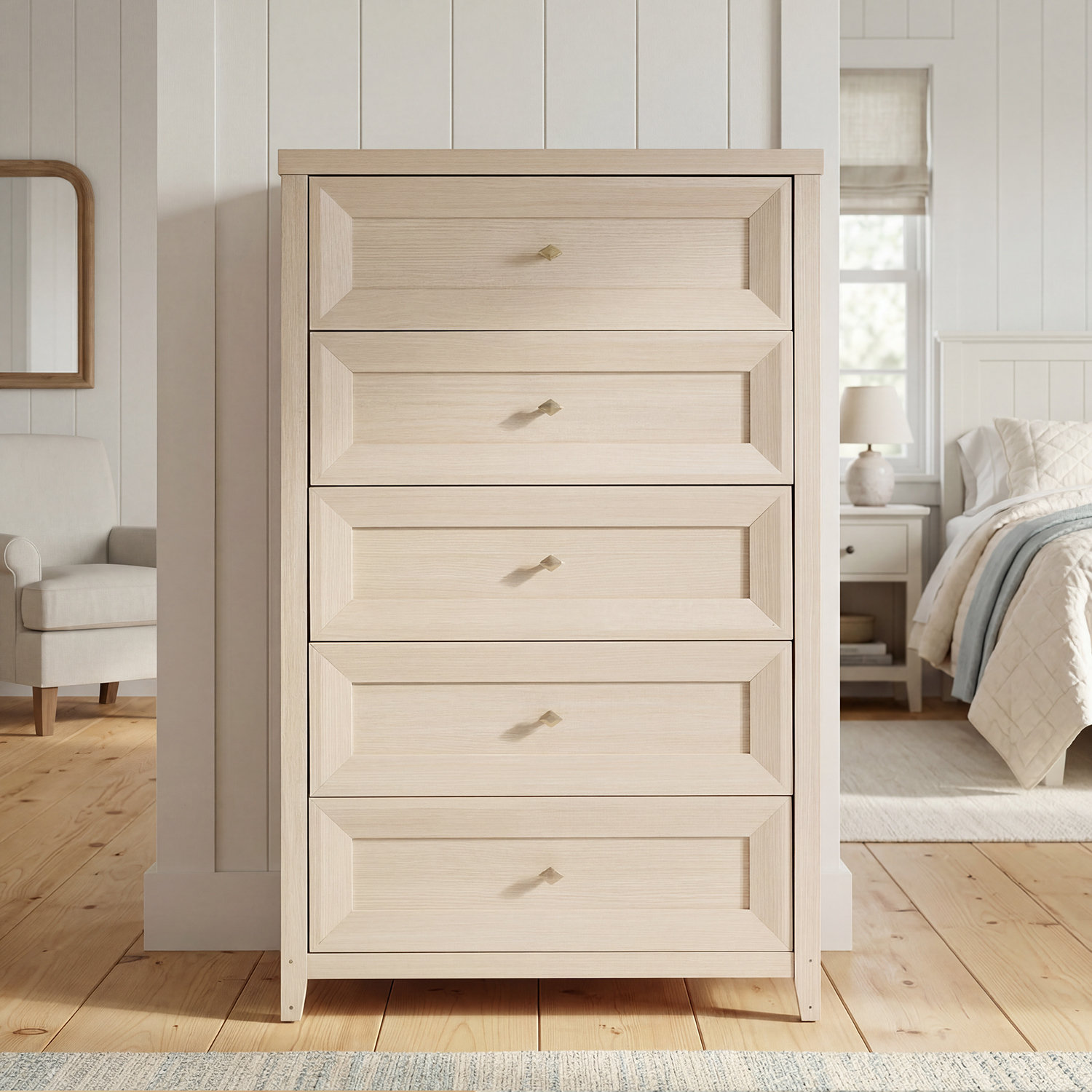 beige 5 drawer dresser 18 inch wide Wood Dresser with 5 Drawers and 2 Cabinets for Bedroom, 83" Wide