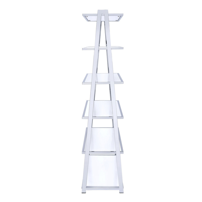 Bibliothèque blanche et chrome avec 6 tablettes