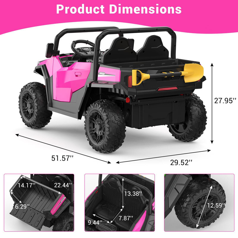 Rouler sur camion à benne basculante, voiture 24V avec télécommande, Rose