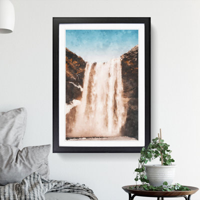 View of Skogafoss Waterfall in Iceland - Picture Frame Graphic Art