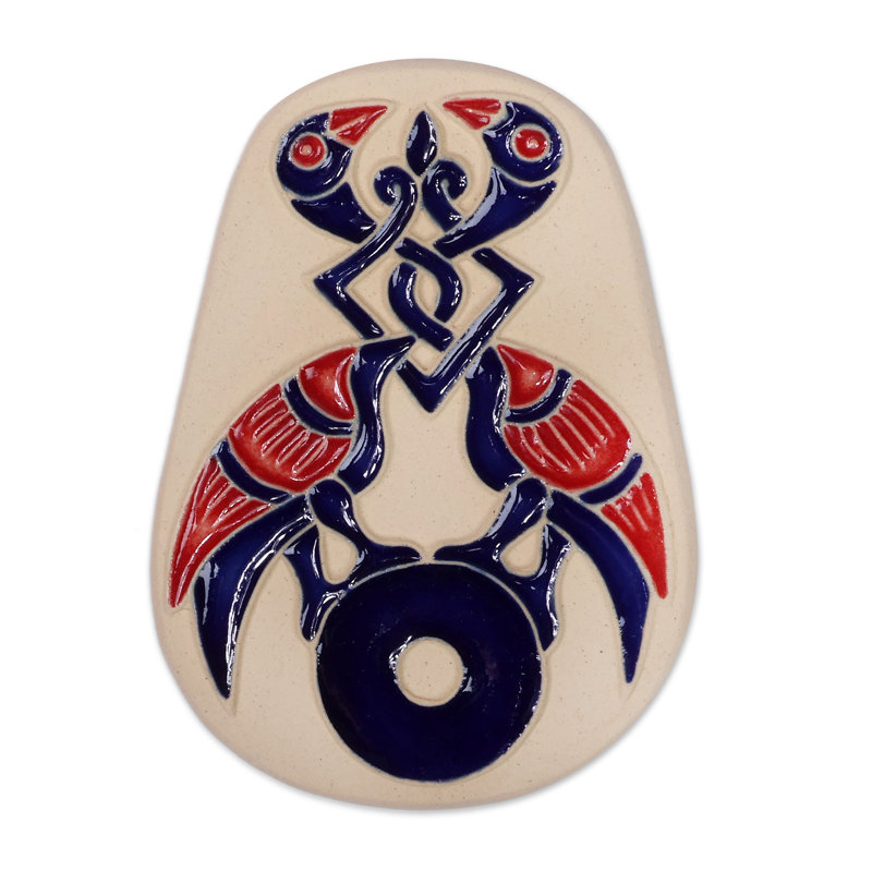 Aimant en céramique Novica, Beige / Rouge / Bleu