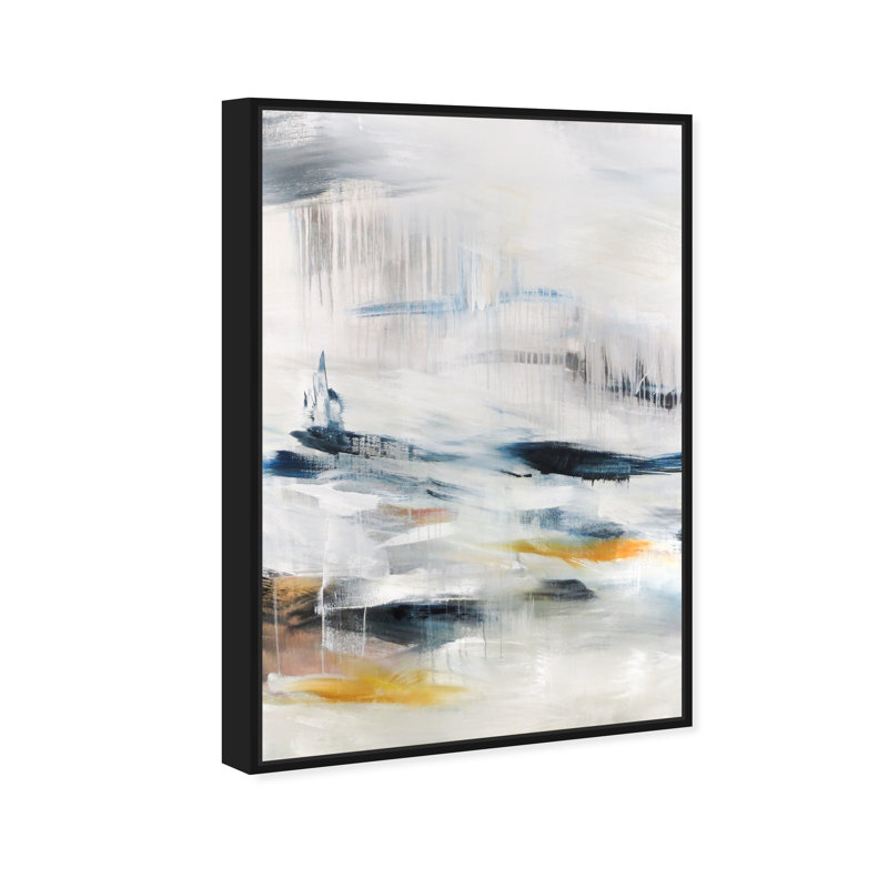 Modern Abstract Snow Landscape Print, Black Framed Canvas, 31" H x 21" W