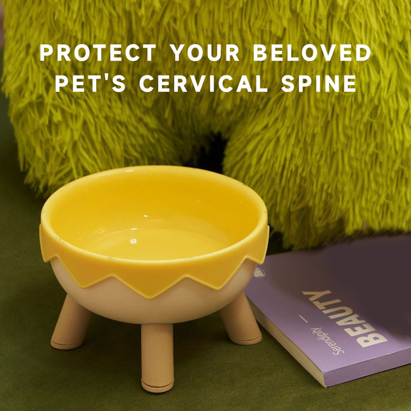 Bol pour chien surélevé 5,6 po, Crème / jaune