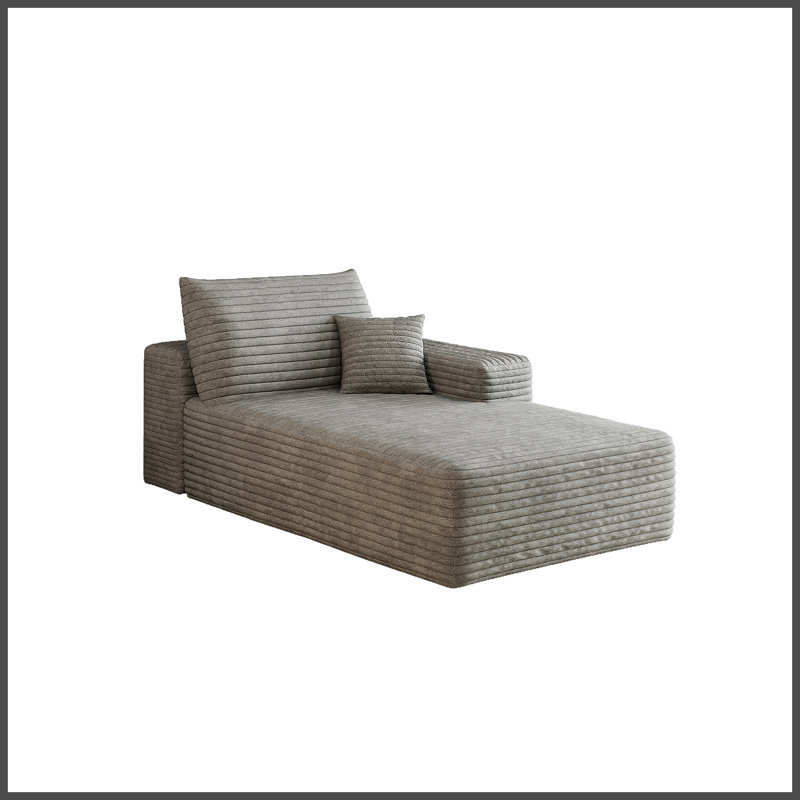 Y165-R-SLEEPER-GREY canapé-lit droit gris, Orienté à droite, Tissu gris antique