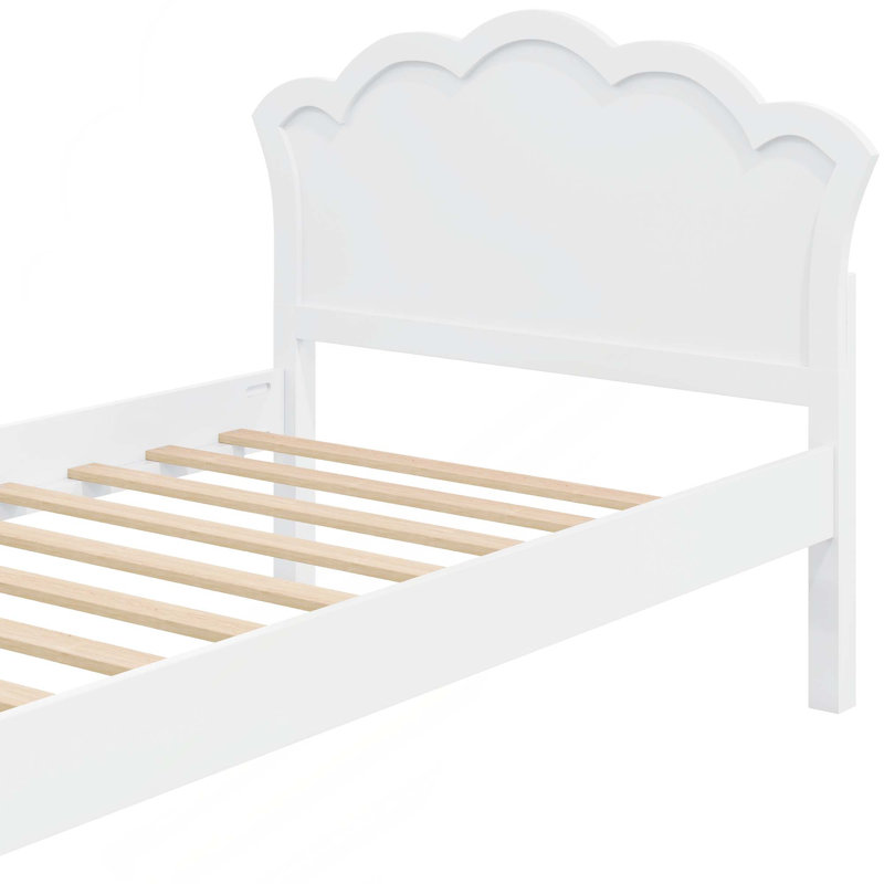 Lit plateforme double en bois avec tête de lit, Twin