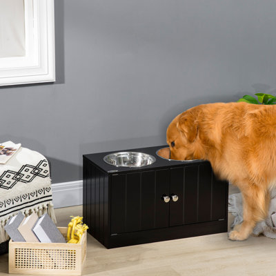 Magnetic-Door Dog Food Storage Cabinet & Dog Feeding Station