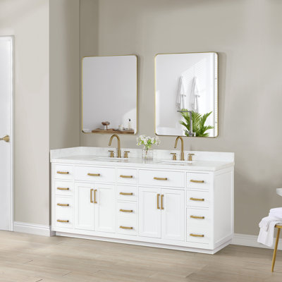 Gavino 84" W Double Bathroom Vanity Set with Mirror