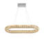 Lustre ovale linéaire moderne en argent de 32 pouces avec lustre élégant en cristal pour salle à manger, îlot de cuisine, couloir et salle de bain