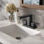 Robinet de lavabo de salle de bain moderne 4 pouces à 2 poignées avec ensemble de drain Centreset noir mat-122910166