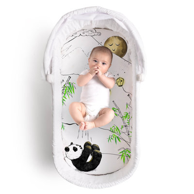 JumpOff Jo - Hypoallergenic Fitted Bassinet Sheet for Baby Boys & Girls - Rectangular, Hourglass & Oval Crib Compatible, Soft, Breathable, Machine Washable - Playful Panda