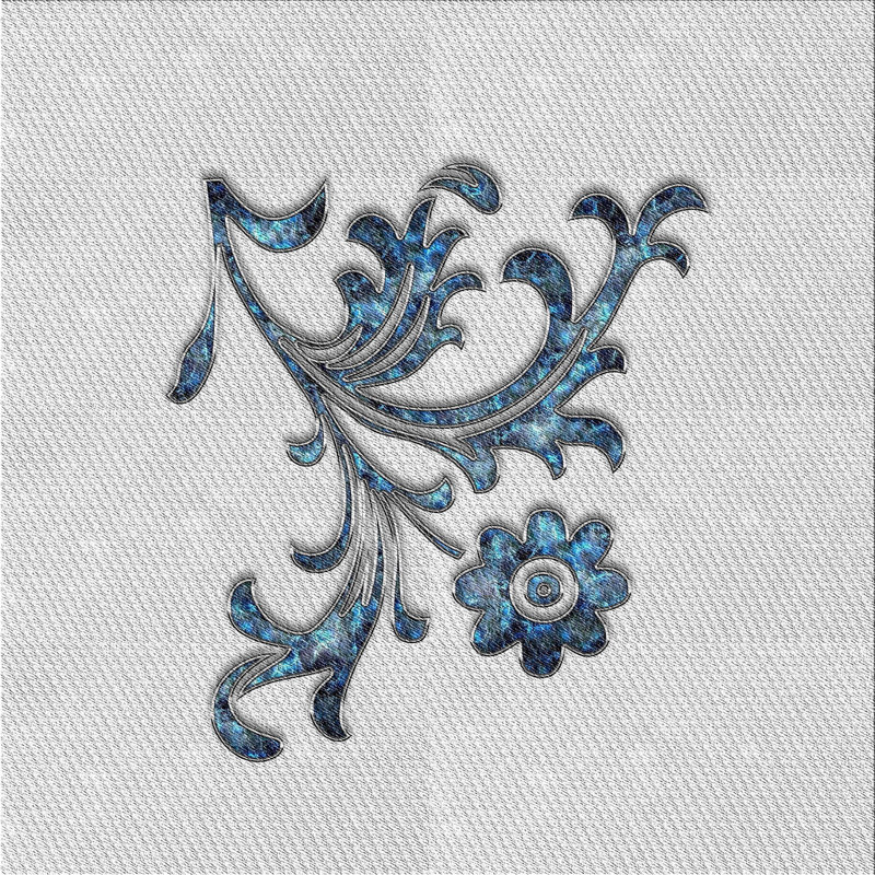 Tapis gris/noir/bleu à motifs, Carré 8 pi