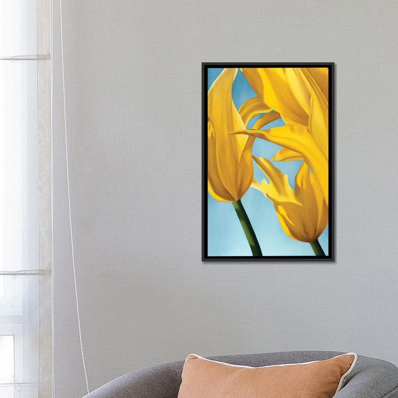 «Dancing Yellow», impression sur toile, H 26 po x l 18 po x P 1,5 po, Toile avec cadre noir, Pas de tapis