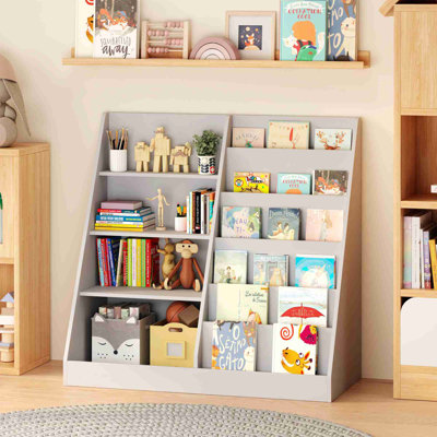 Bookshelf, 4-Tier Wooden Book Shelf for Small Space
