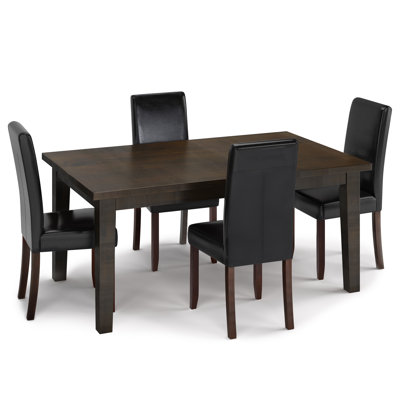 Acadian / Eastwood 5-Piece Dining Set with Solid Hardwood Table and 4 High-Back Upholstered Chairs