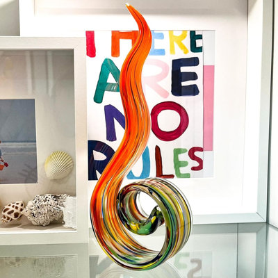 Sculpture en verre soufflé à la main 11,4 pouces 11,5 pi