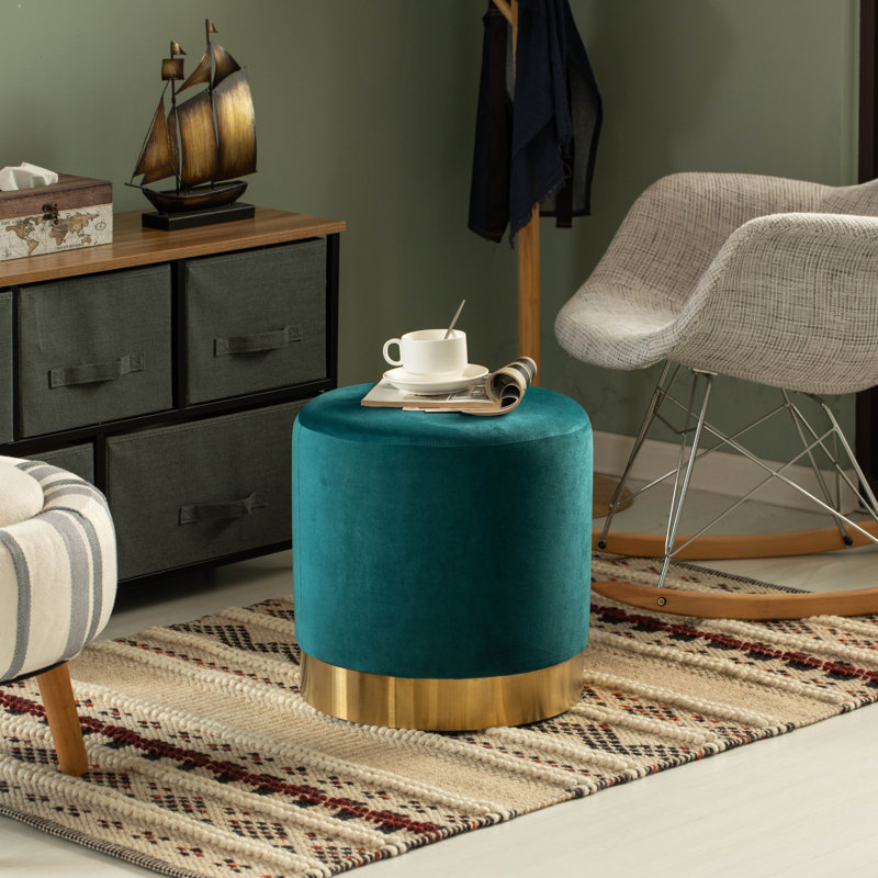 Nayli Velvet Ottoman, Green