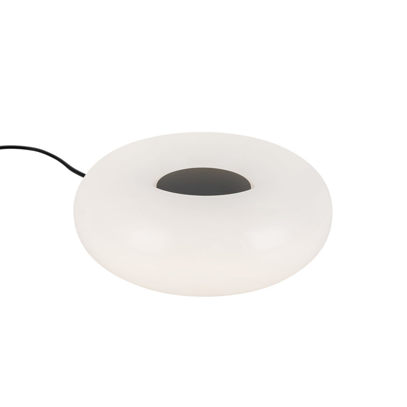 Lampe de table DEL en verre opale 8 po Nimbus, Noir; verre opale