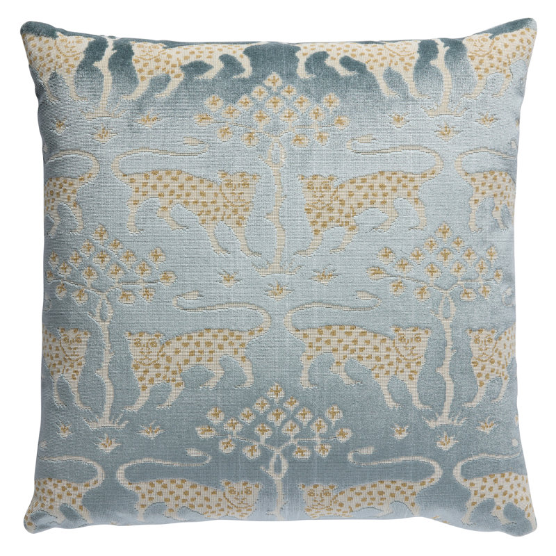 Woodland Leopard Velvet Pillow, 22" H x 22" W, Square