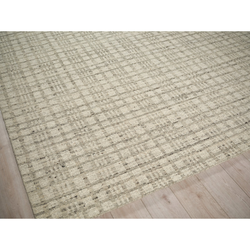 Desi hand-knotted Wool Light Silver Area Rug, Light Silver, Rectangle 6' x 9'