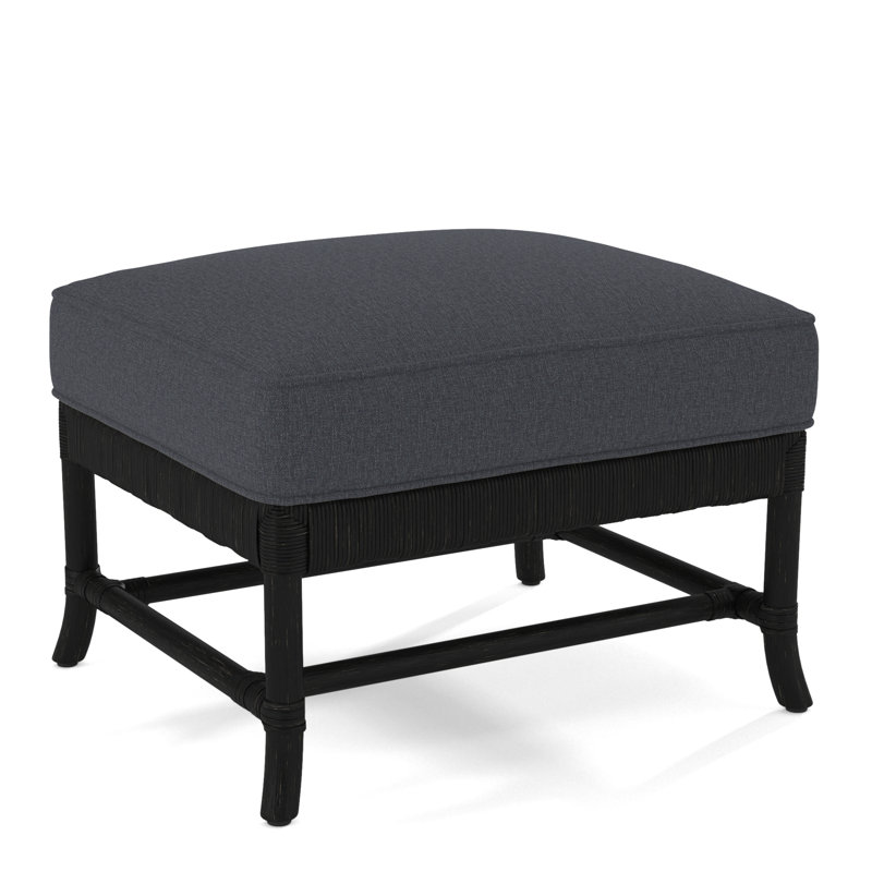 Repose-pieds rectangulaire Lafayette, Noir, noir, noir, noir, Rayures bleu clair et blanches 0256-54