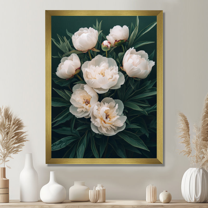 Beese - Floral Canvas Wall Art, H 44 po x l 34 po, Reproduction encadrée sans passe-partout, Doré