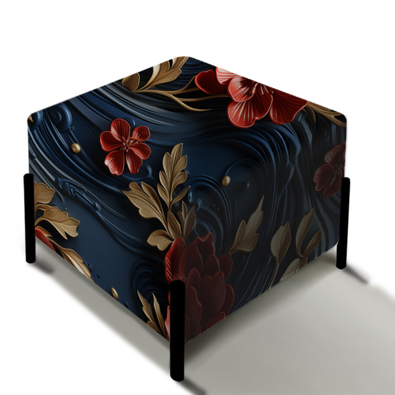 Laque artistique - Repose-pieds carré chinois