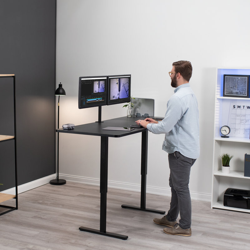 ErgoFlex 71''x30'' Manual Adjustable Black Standing Desk