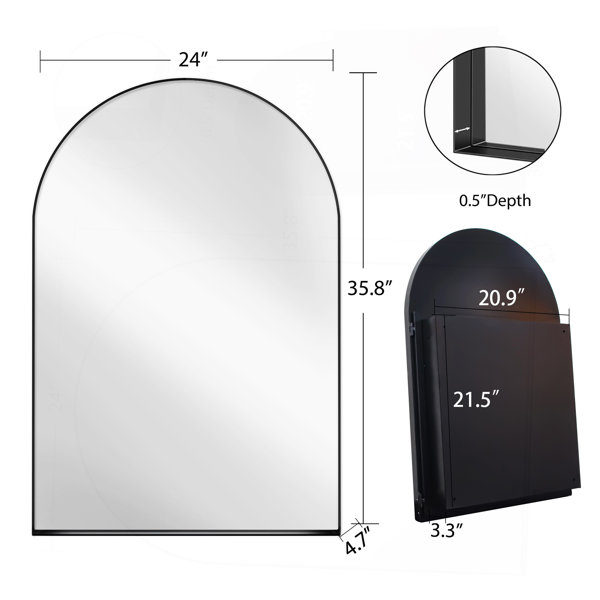 Wrought Studio 24X36 Inch Arched Recessed Medicine Cabinet, Metal ...