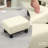 Small Linen Fabric Upholstered Ottoman Foot Rest - Cube Shape With Plastic Legs-1828195018