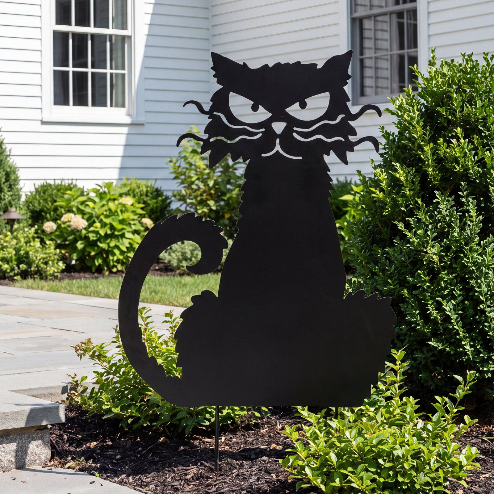 Metal Black Cat Silhouette Yard Stake