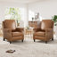 Fauteuil inclinable 32,7 po en cuir fleur classique et confortable avec garniture cloutée (ensemble de 2)-1183348990