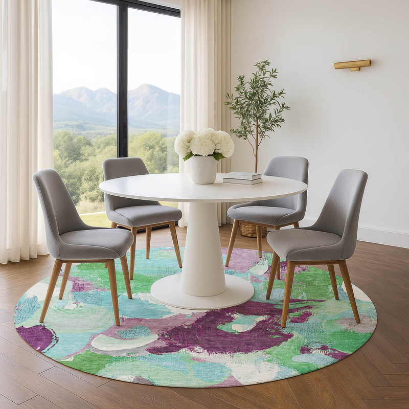 Premium Machine Washable Mouton Abstract Rug, Round 8'