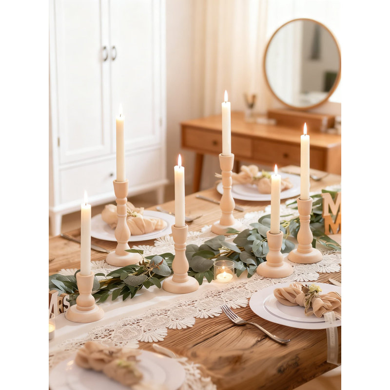 Ensemble de 6 chandeliers en bois rustique avec gobelets de sécurité en métal pour décorations de maison de campagne et centres de mariage Boho