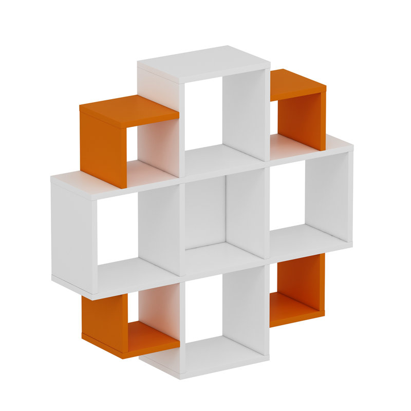 Zaria Cube Shelf, White/Orange