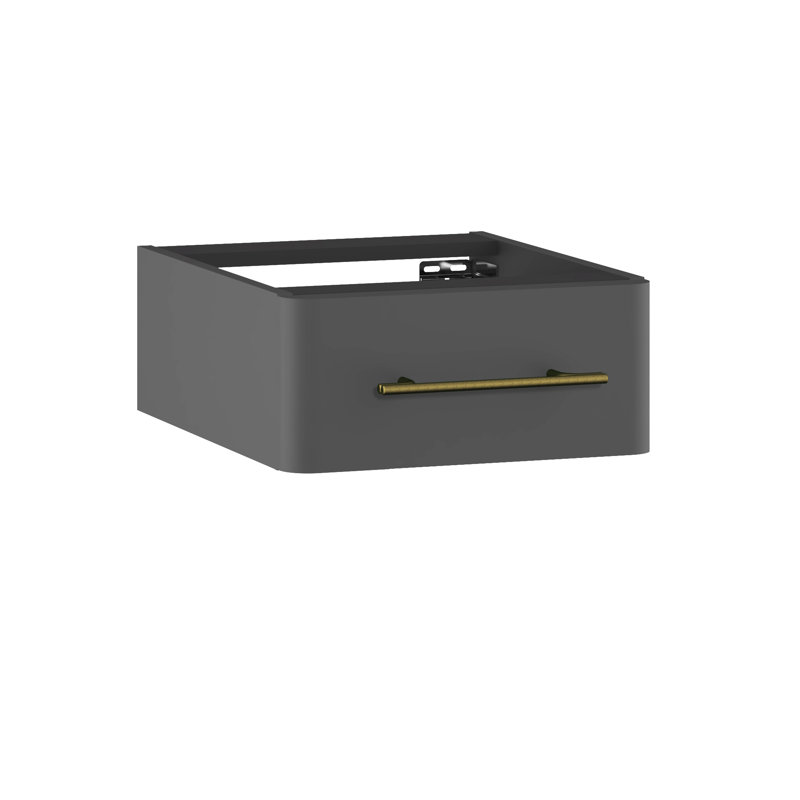 Ashaud Bathroom Storage Cabinet, Onyx Grey Suedette Matt/Gold