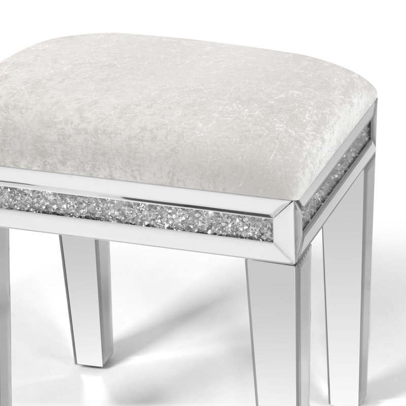 Tabouret de coiffeuse d'appoint Mikayil , Blanc perle