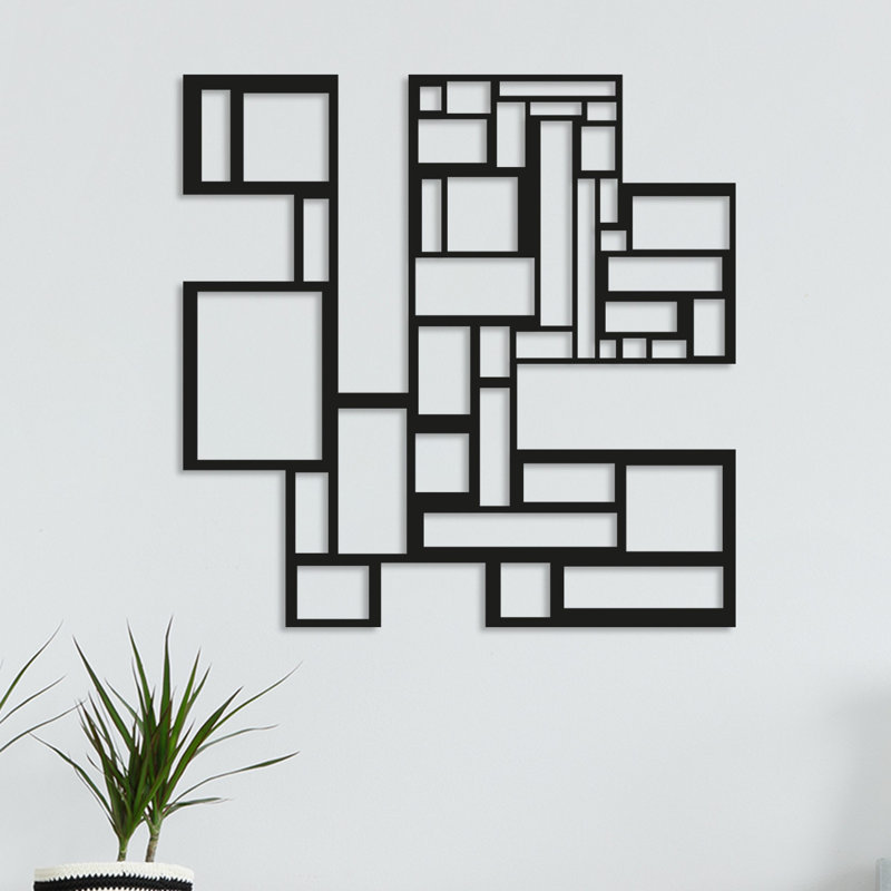 Élégante décoration murale en métal noir 19,7 po x 19,7 po | Fabrication 100% métal, épaisseur: 0,06 po | Conception facile à suspendre au mur | Parfait pour le salon, la chambre à coucher ou le bureau | Accessoire décoratif Modern Home