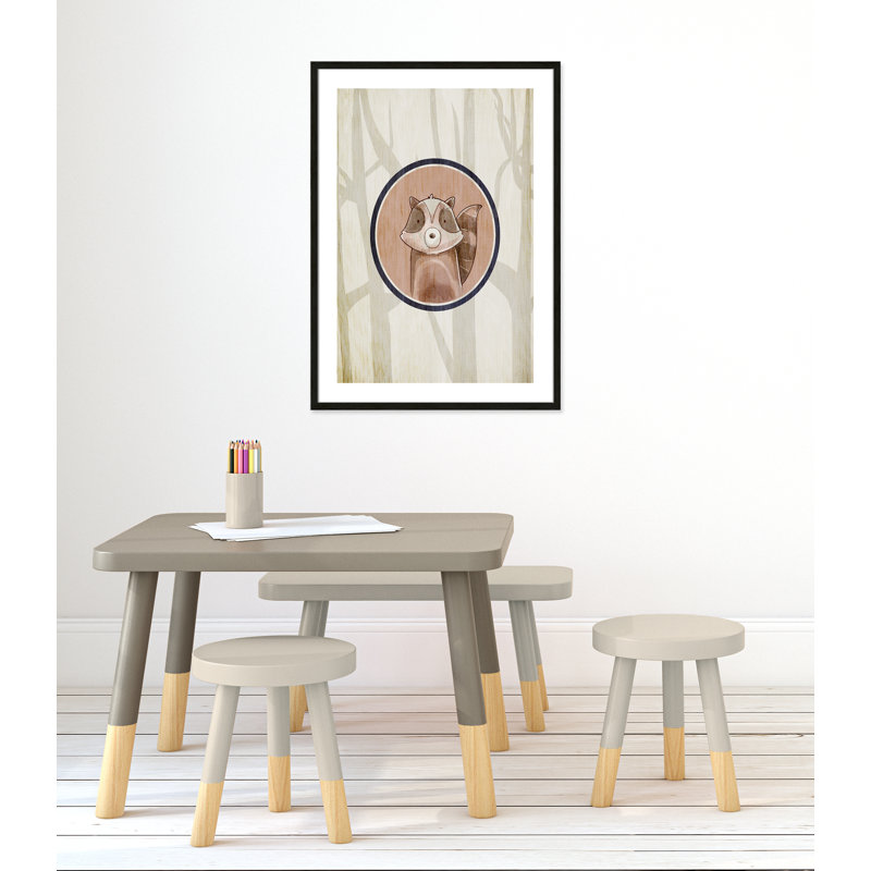 Animaux de la forêt, impression sur papier 1 pi, H 34,5 po x l 24,5 po x P 1,18 po, Cadre boîte à grain de bois noir