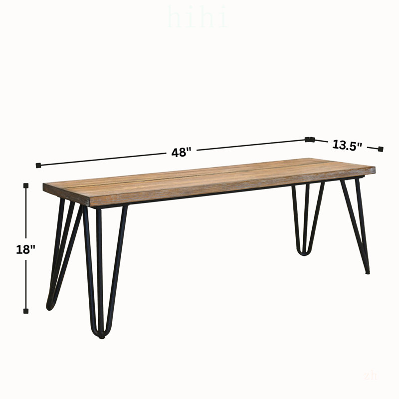 Banc de salle à manger industriel Aryven en bois, fini pin foncé rustique, idéal pour des assises confortables et élégantes.