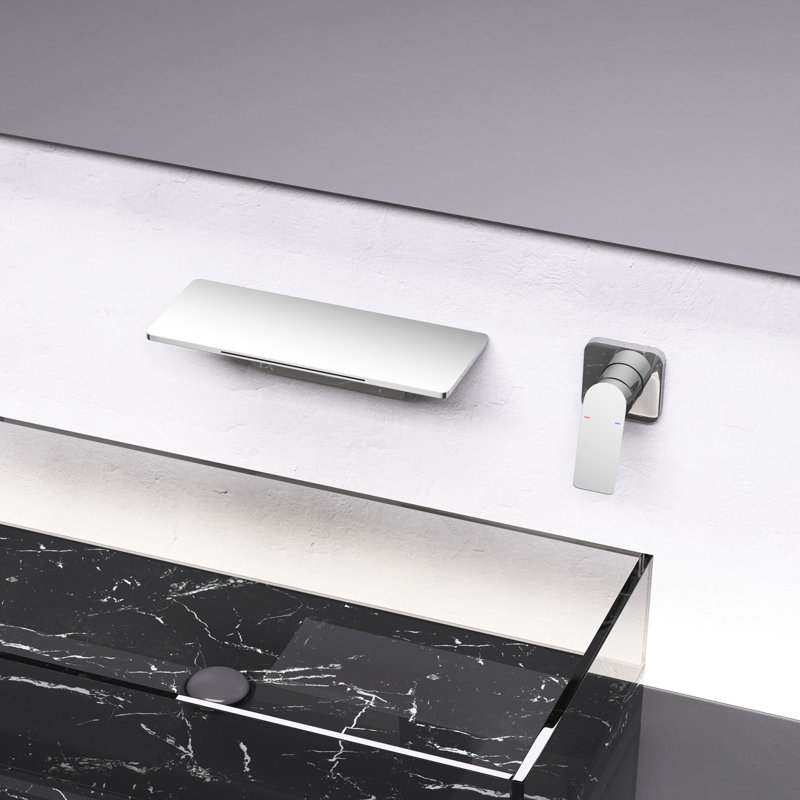 Waterfall Bathroom Sink Faucet In , Brass Produced, Single For Simple Water Temperature And Flow Regulation, To Maximize Counter Area, 12.1 In. Depth, 4.72 Width, 15.64 Height, 12.18 Lb Stoutness