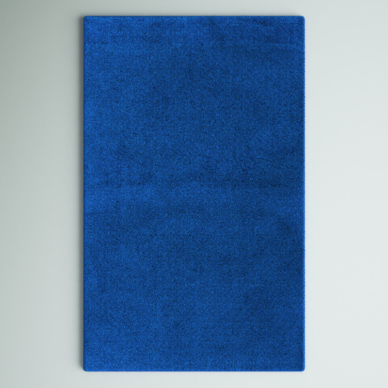 Dark Blue Luxe Shag Rectangular Area Rug 63"L x 47"W