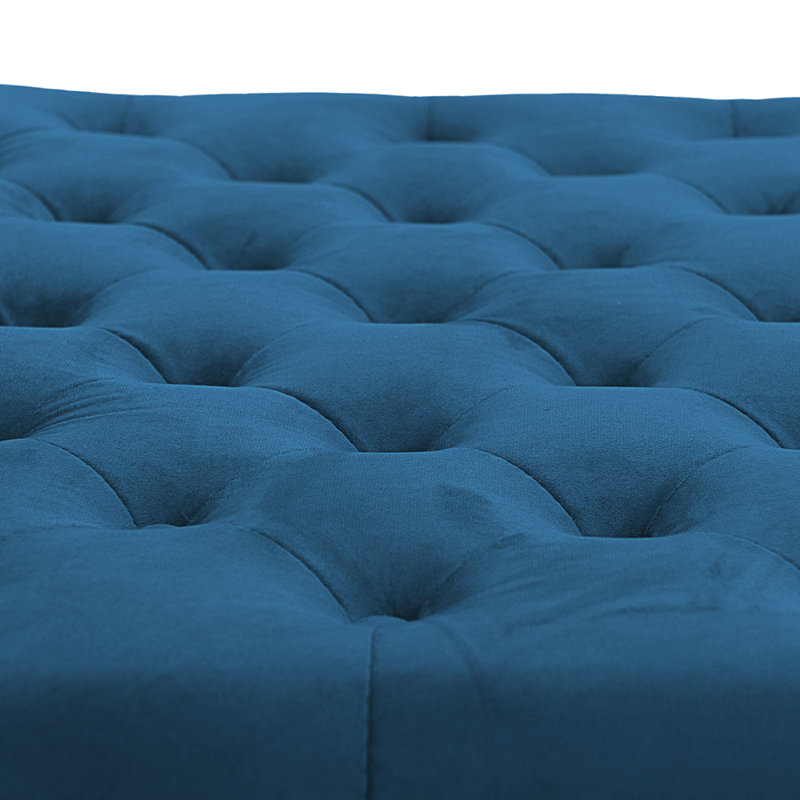 Bakri 34" Wide Nailhead Trim Tufted Square Upholstered Ottoman, Navy 100% Polyester