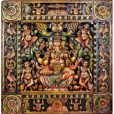 Panneau mural sculpté 36 po Ganesha