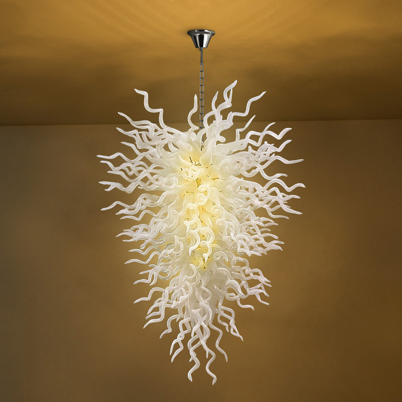 Grand lustre luxueux en verre soufflé à la main avec ampoules, 11
